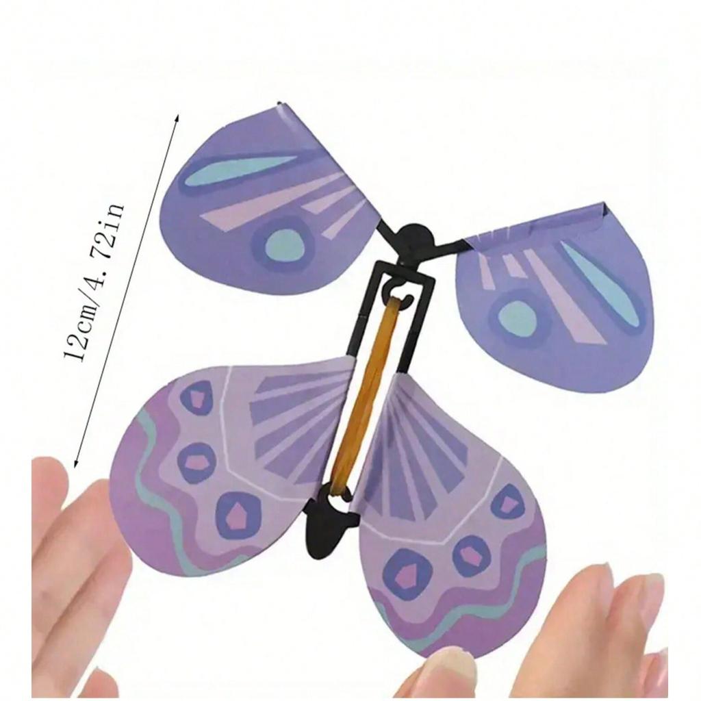 5 Pcs Magic Wind Up Flying Butterfly, Rubber Band Powered Magic Fairy Flying Toy, Great Surprise Gift ,Party Favor Random, Christmas Magic,