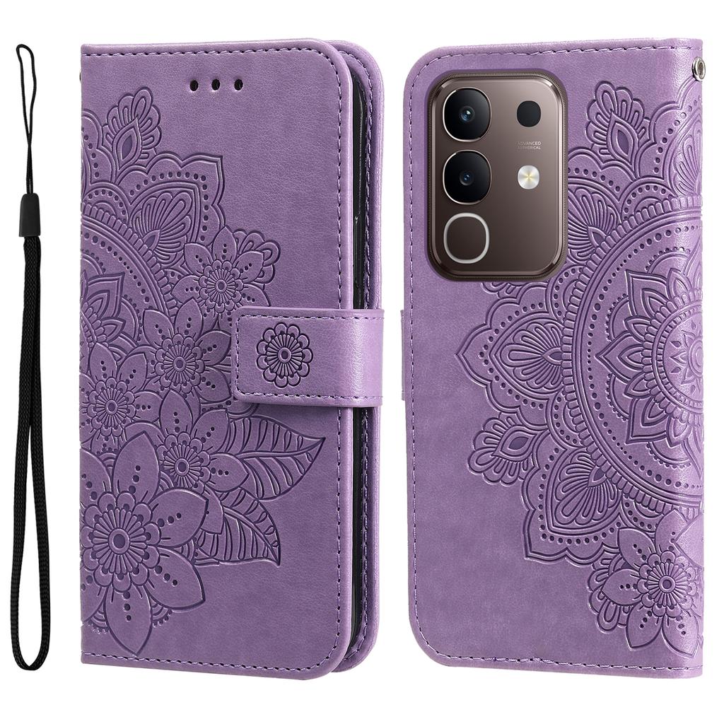 Für vivo Y29 4G Hülle Blumenmuster PU Leder Brieftasche Ständer Handyhülle