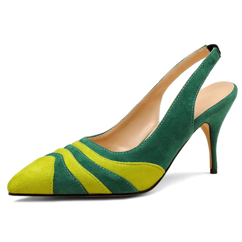 Fashion Summer New Rainbow Mixed Color 8cm High Heel Sandals  Women's French Pointed Shallow Mouth Runway Banquet Wedding Shoes Size 43