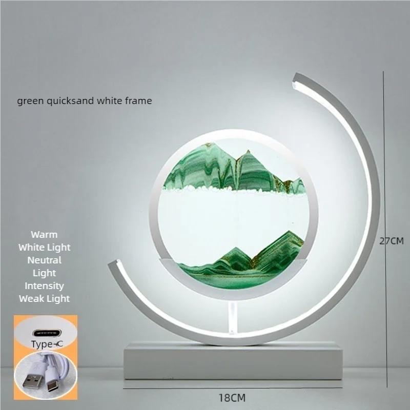 LED Moving Sand Art Table Lamp Quicksand Night Light 3D Sandscape Hourglass Bedside Lamps Flowing Sand Painting Home Decor Gifts