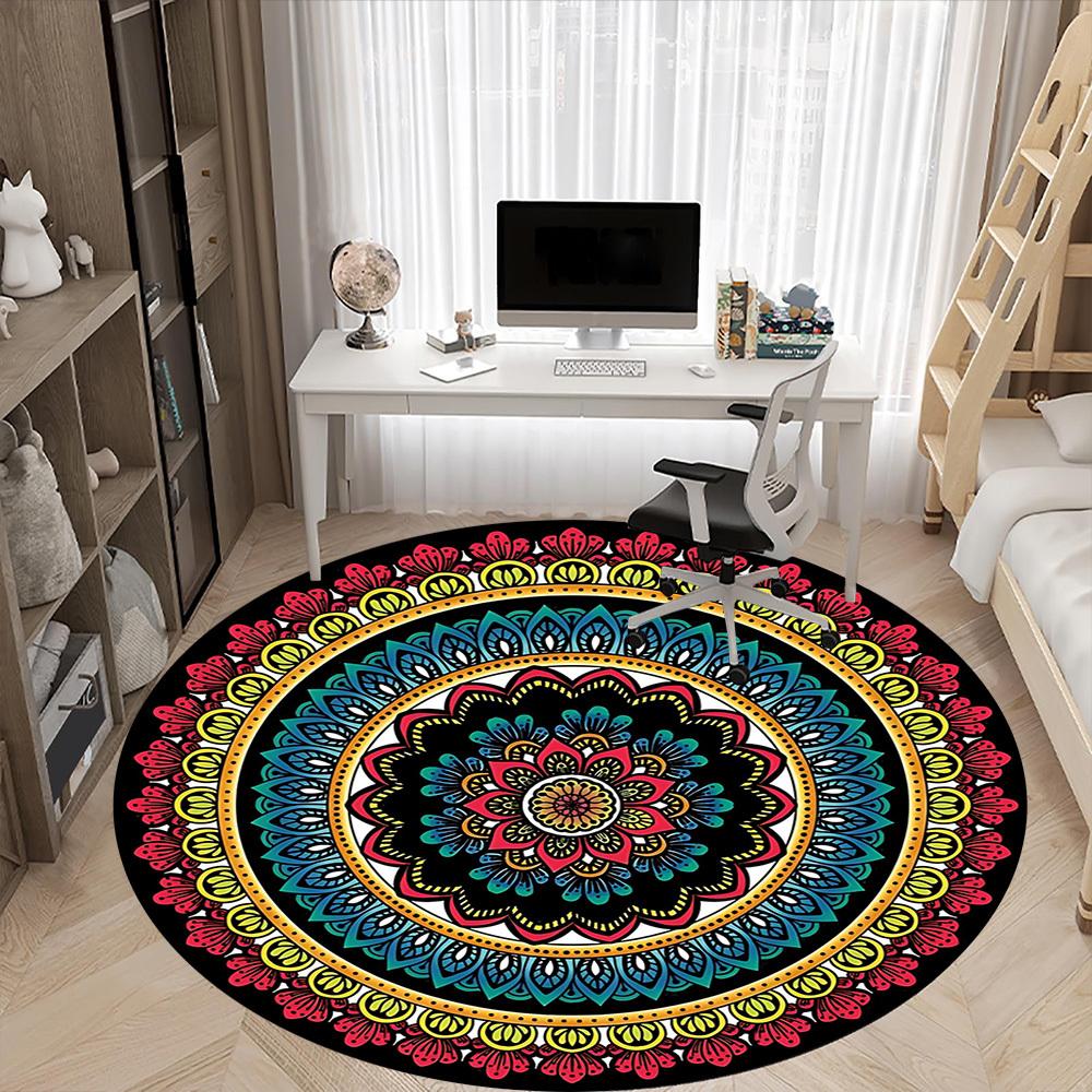 1PC Mandala Pattern Chair Carpet for Office, Indoor Non-Slip Washable Carpet, Soft Comfortable Mat For Office Room yy250930316
