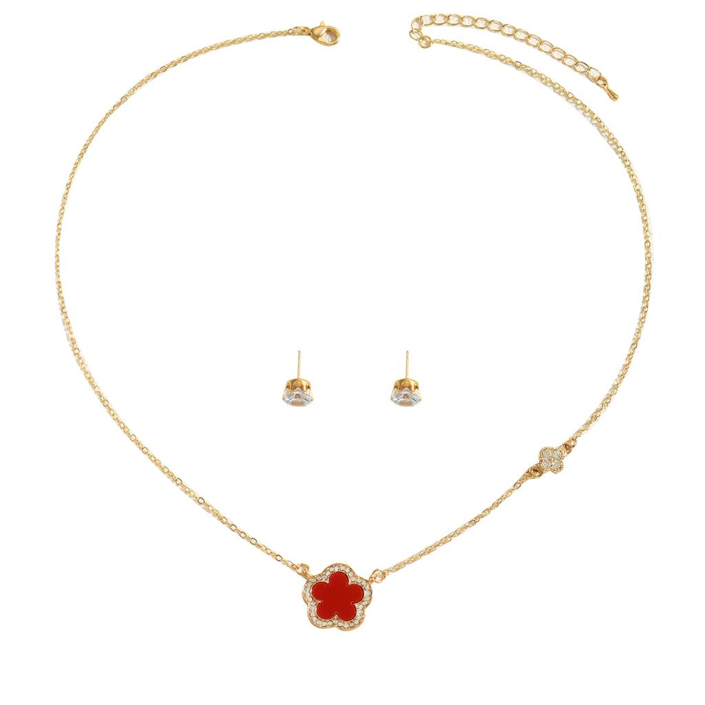 2025 neue Xiaoxiang Halskette Ohrringe Set Blume Set Diamant Design Lange Schlüsselbein Kette