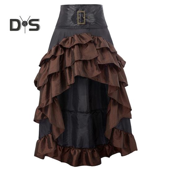 Dámská sukně Vysoký pas Nepravidelný volán Patchwork Barevně ladící Retro Roztroušený středověký královský styl Dámská maxi sukně funkční kostým