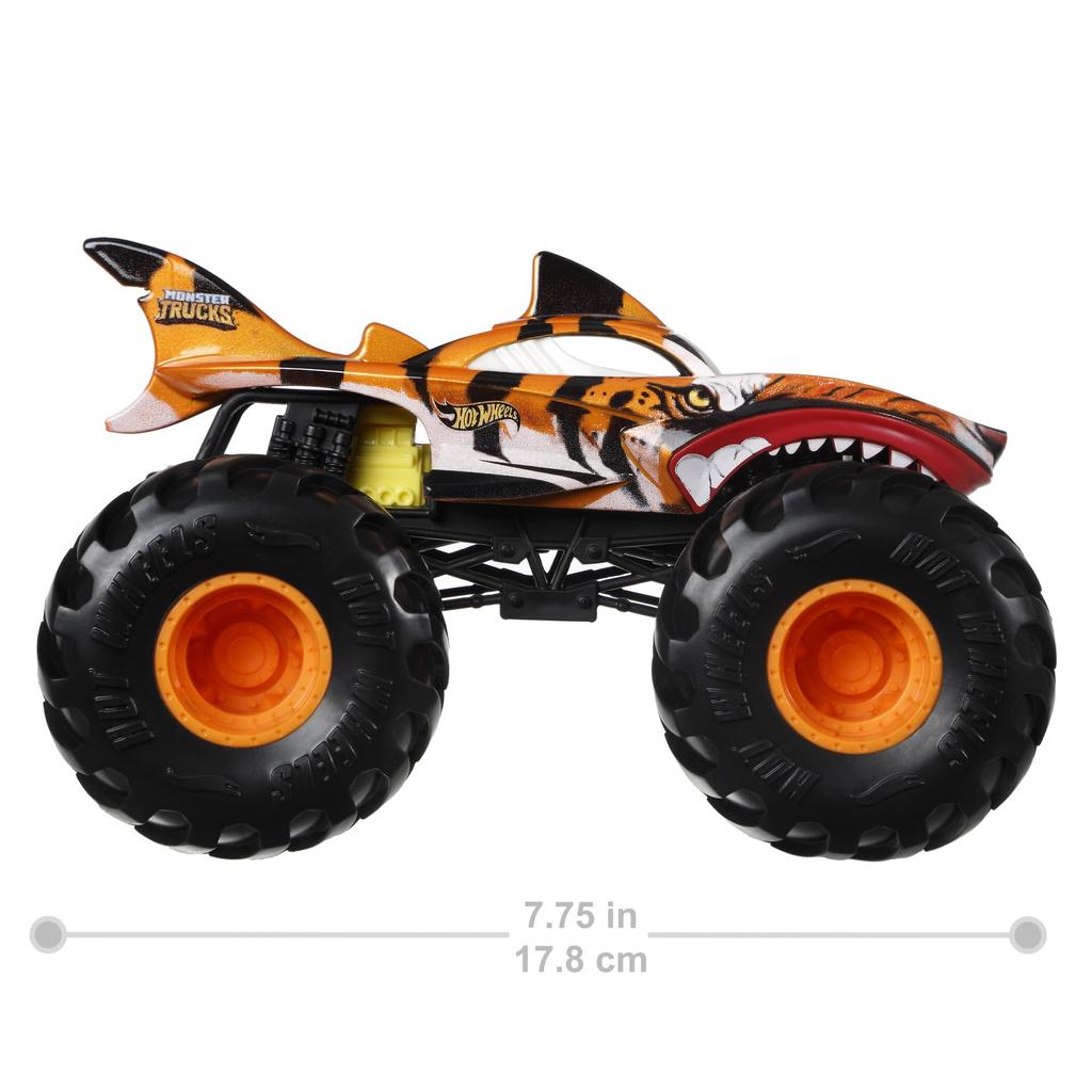 Hot Wheels Monster Truck Tiger Shark i stor størrelse [Minibil 1:24] [3 år og eldre] GWL14
