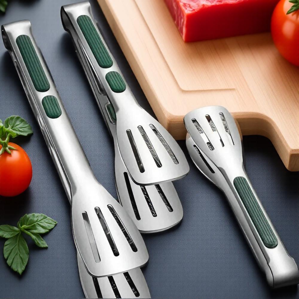 Stainless Steel Non-Slip Food Tongs Meat Salad Serving BBQ Grill Kitchen Cooking Tools Accessories