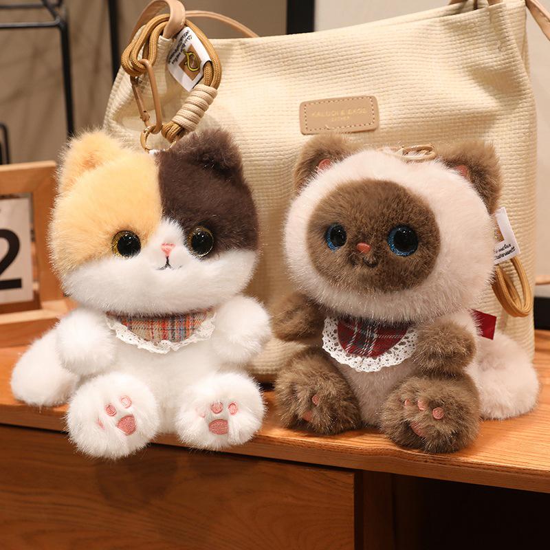 Cute Black Cat & Calico Cat Plush Dolls - Children's Gift & Desk Companion
