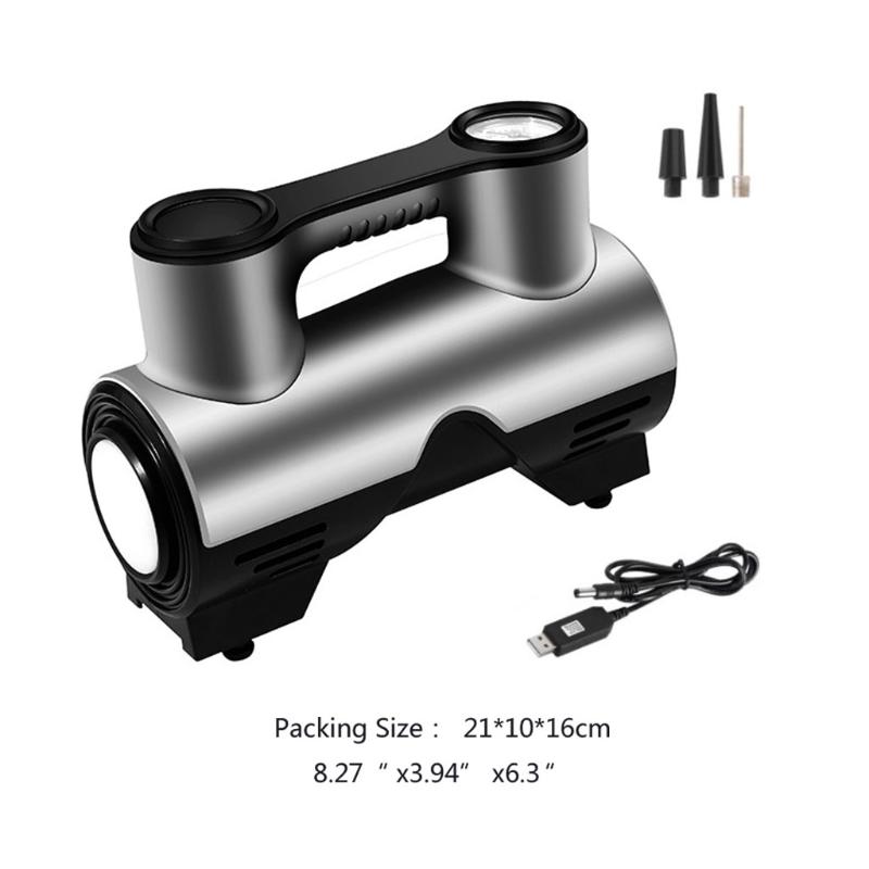 Wireless Air Compressor for Basketball Car Tire Inflator 12V/120W Portable Electric Pump with Analog Pressure Gauge