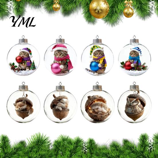 Kreative Winterferien-Geschenke Leuchtendes Weihnachtsgeschichten-Ornament, Licht?Up Mini Animals Hängender Ball Schmuck mit Warmem 3D Szenen Kugeln LED