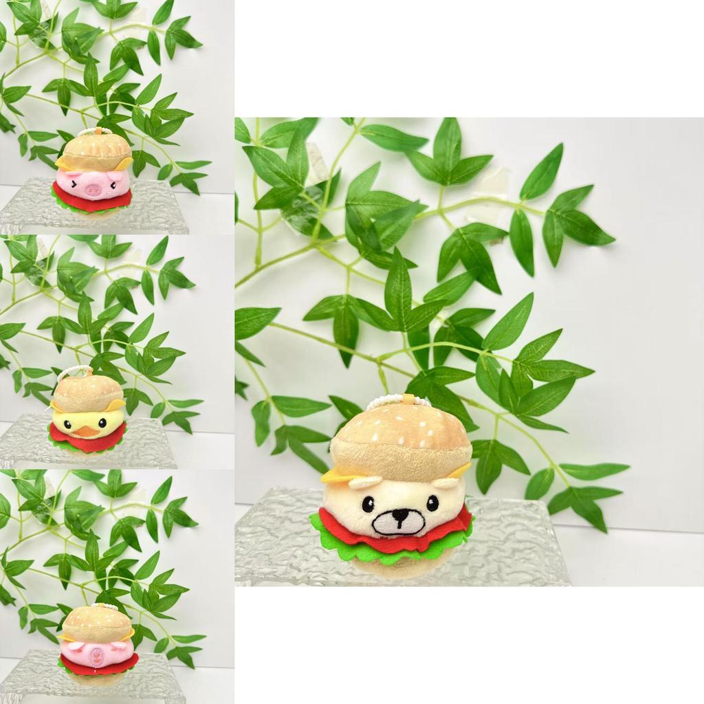Plush Pig Keychain With Hamburger Design For Girls Gift And Bag Decoration