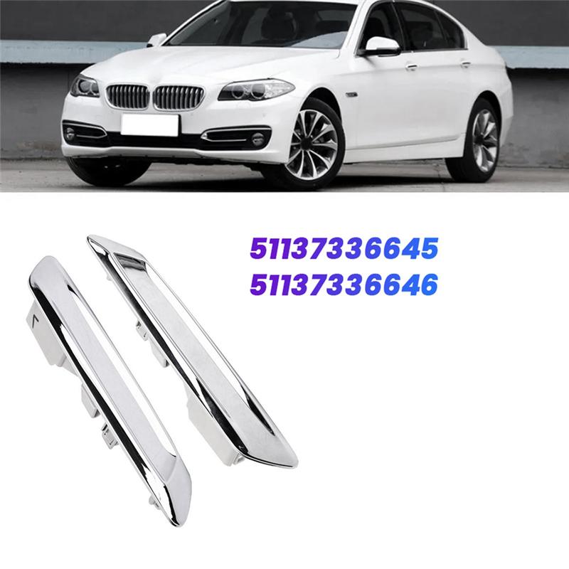 1Pair Chrome Exterior Front Fender Trim Strip Cover For BMW F10 F11 2013-2016 Sedan 51137336645 51137336646 Left & Right