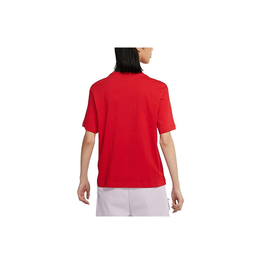 Nike Sportswear Logo Graphic Crew-Neck T-Shirt Women Tops Red DM3553-657