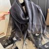 Elegant Thin Silk Scarf Bow Lace Scarf Wraps Fashion Embroidery Scarf  Spring