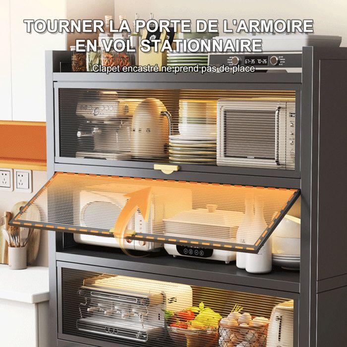 Armoire de cuisine - K IKIDO - 5 étagères - Métal - 60x32x144 cm - Style Industriel