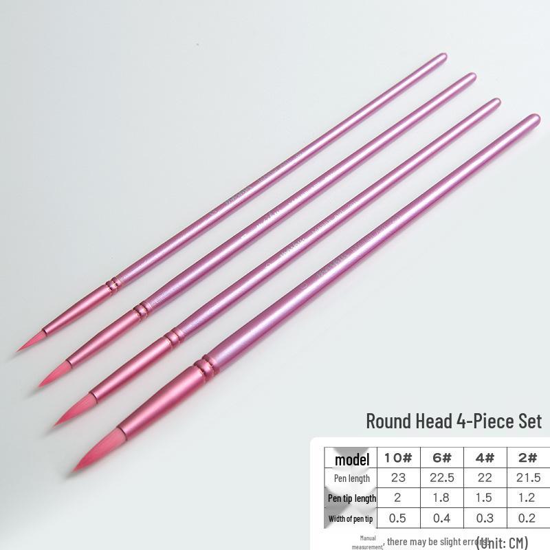 

Набор кистей из мягкого нейлона для акварели и гуаши - Круглые и плоские головки для студентов-художников 4 Brushes Su Mei как