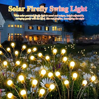 LED Solar Firefly Lawn Lights Outdoor Wind-Driven Garden Plug Lamp Waterproof for Yard Pathway Festival Christmas Decor Lighting