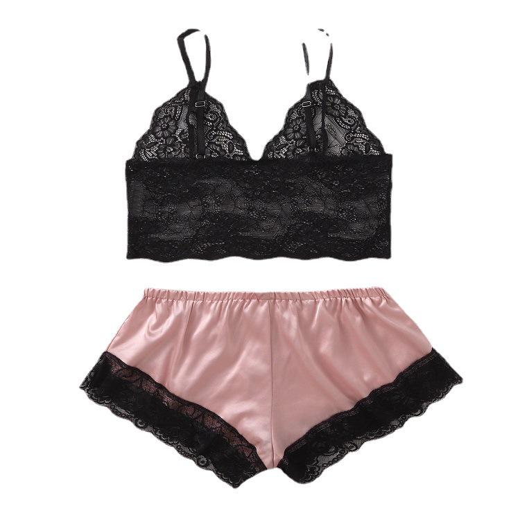 Sexy dreiteiliger Pyjama-Set aus Spitze - Europäischer & Amerikanischer Stil