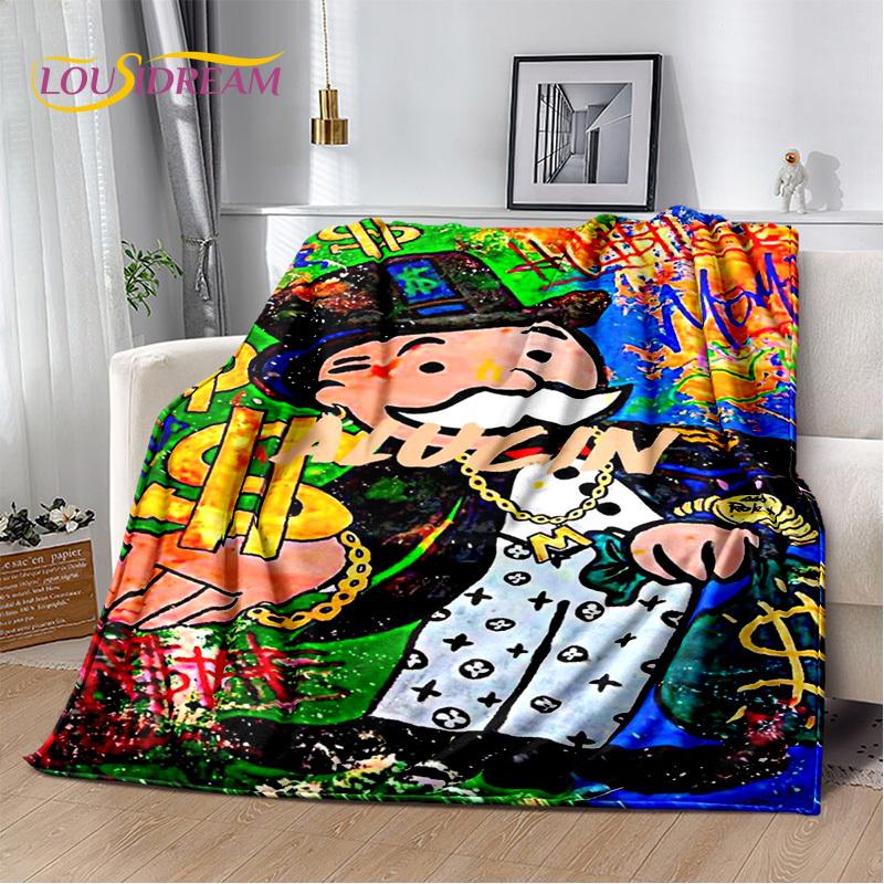 Games Dollar Monopoly Cartoon Money Soft Blankets,Keep Warm Throw Blanket Comfortable Blanket for Picnic Beds Sofa Home Bedroom