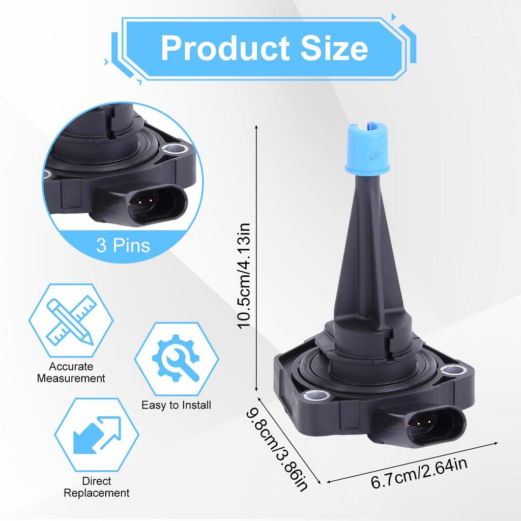 04E907660C Engine Oil Level Sensor Compatible for Golf 2019-2021 for Jetta 2016-2021 for A3 Sportback E-tron 2016-2018 04E907660 Oil Levelling Sensor