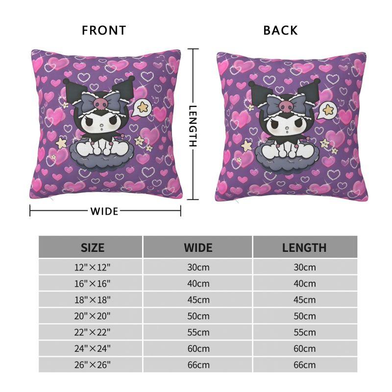 Custom Modern Cute Sanrio Kuromi Anime Cushion Cover Velvet Kawaii Cartoon Pillow Case Home Decor