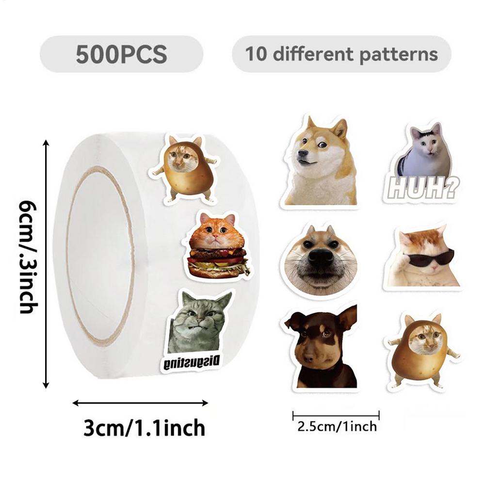 500 Sheets Cat Stickers Roll, Cute Decals For School Classroom, Journal Scrapbook Laptop Decoration Drop shipping