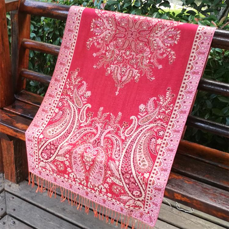 2024 Ethnic-Inspired Retro Jacquard Silk Scarf for Women - Warm Autumn & Winter Shawl