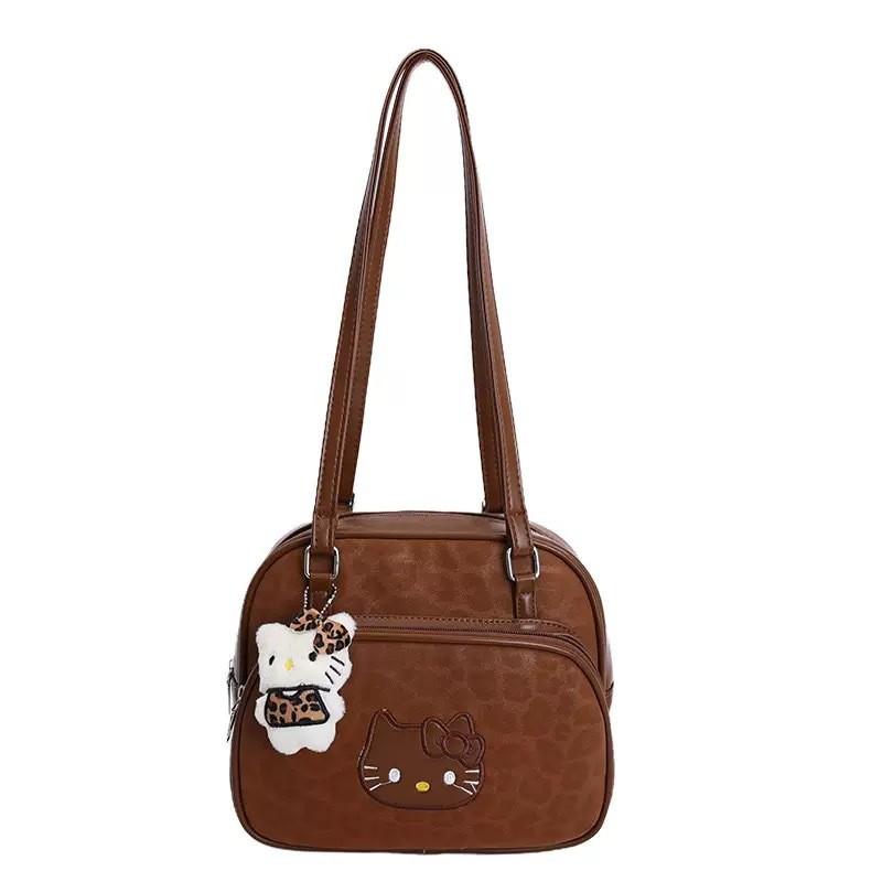 Retro Leopard Print Backpack Pu Cartoon Cute Casual Bag For Women And Men