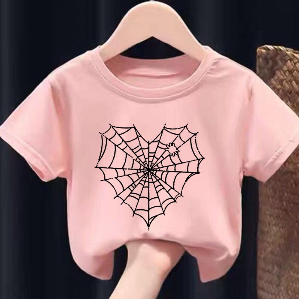 Spider Web Print Children's Short-Sleeved T-Shirt - New Style Children's Summer Clothing Half-Sleeved Boys' and Girls' T-Shirt