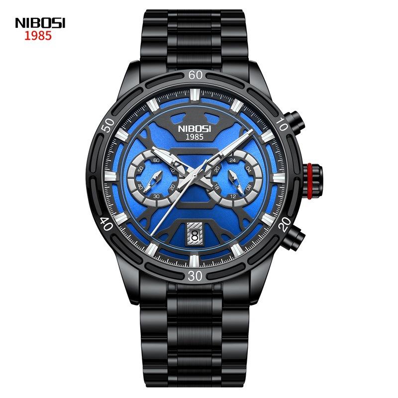 Fashion New 2537 Fashion Business Men'S Watch, Butterfly Double Snap Buckle Steel Belt Waterproof Luminous Quartz Watch