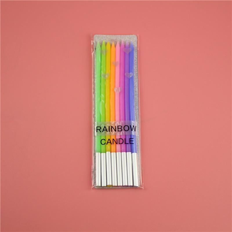 

8/10Pcs Birthday Candles Rainbow Color Gradient Cake Candles Long Thin Cake Candles For Wedding Party And Cake Decoration