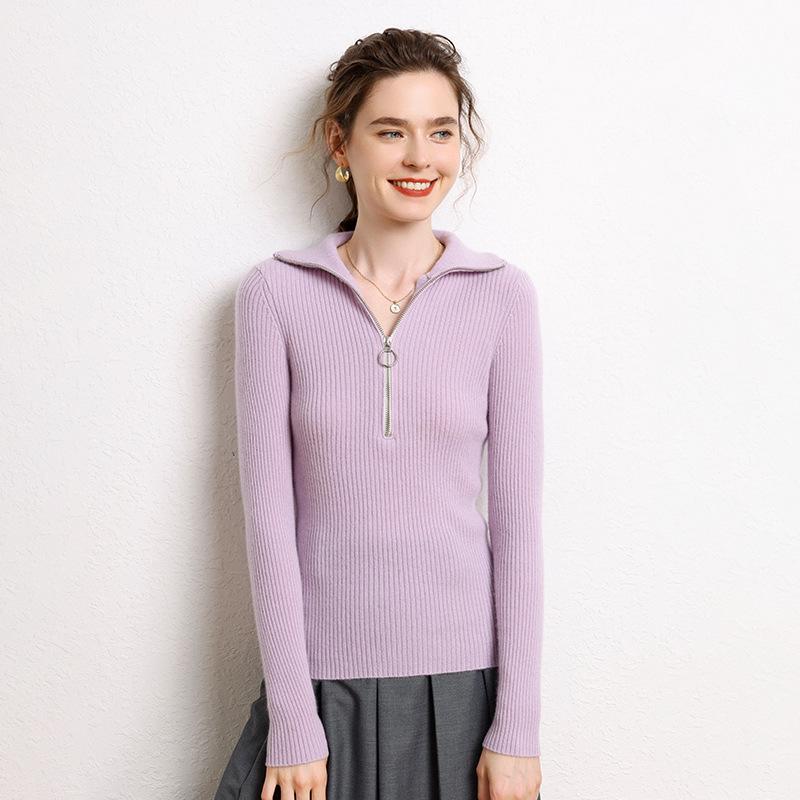 Women's Soft Cashmere Half-Zip Lapel Sweater - Slim Fit, Warm & Gentle Winter 2026 Style