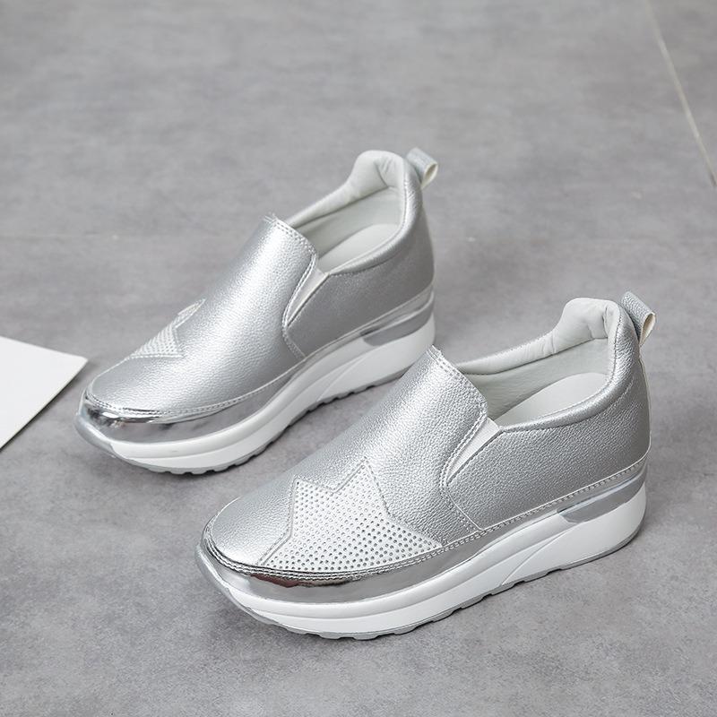 Cross-border large-size one-pedal lazy shoes fashionable rhinestone muffin thick-soled casual inner height-increasing single shoes