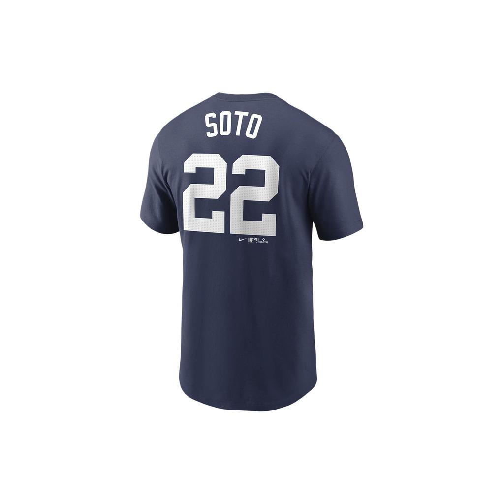 Nike Juan Soto New York Yankees Fuse Letter Number Print Ribbed Crew Neck Knit Short Sleeve T-Shirt Men Tops Navy-Blue N19944BNK9-29E