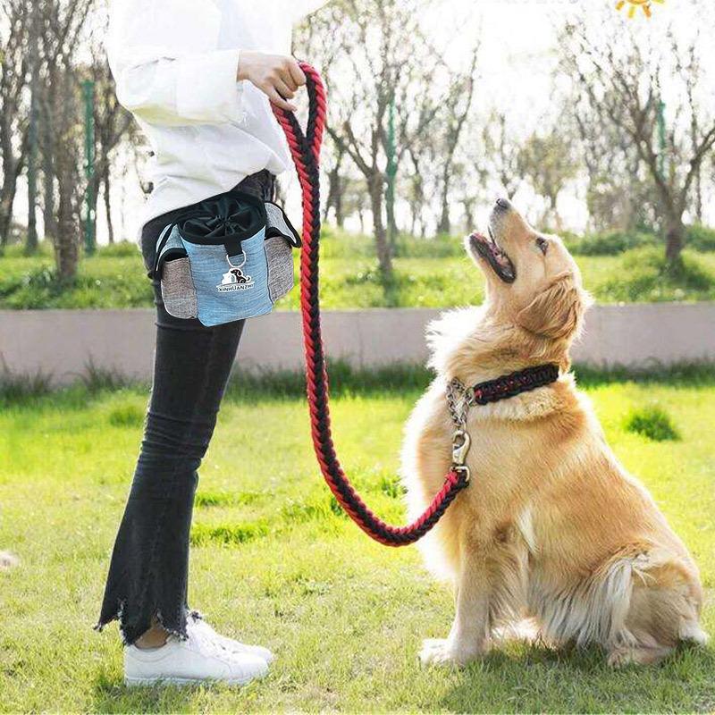 Dog Treat Pouch Easily Carries Kibble and Toys Built-In Poop Bag Dispenser Waterproof Fabric Professional Pet Training Waist Bag