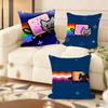 Cartoon Game N-Nyan-C-Cat Cushion Cover Soft Short Plush Pillow Cover Smooth Cozy Texture Aesthetic Cushion Case Home Decor