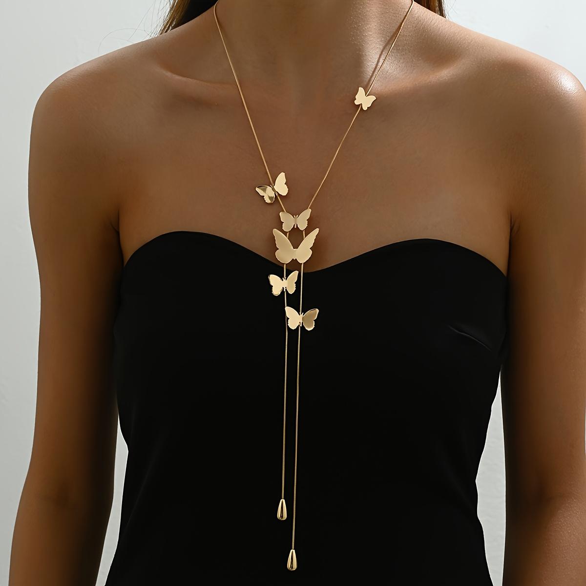 

1 шт. Елегантне золоте метелик Y-подібне намисто Довгий ланцюжок для светра з ніжними підвісками-метеликами