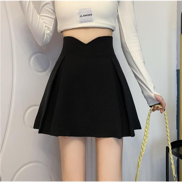 

Versatile Black Fishbone High-Waisted Skirt Design-Forward Niche A-Line Hip-Covering Petite Casual All-match Versatile Pleated Skirt 5XL