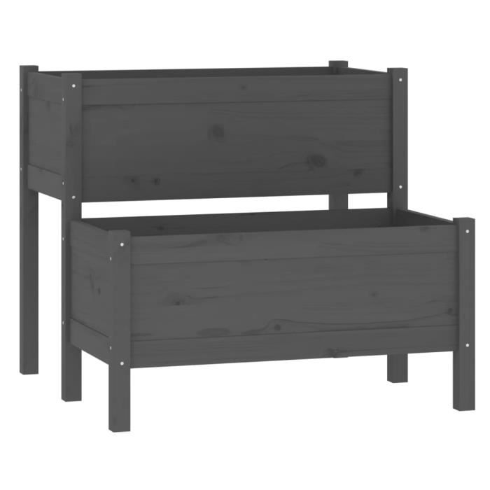 822259 vidaXL Planter Grey 84.5x84x75 Cm Solid Pine Wood