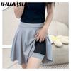 Fashion 16 Ihuasu Color Womens Casual Solid Color Print Summer Spring Skirt