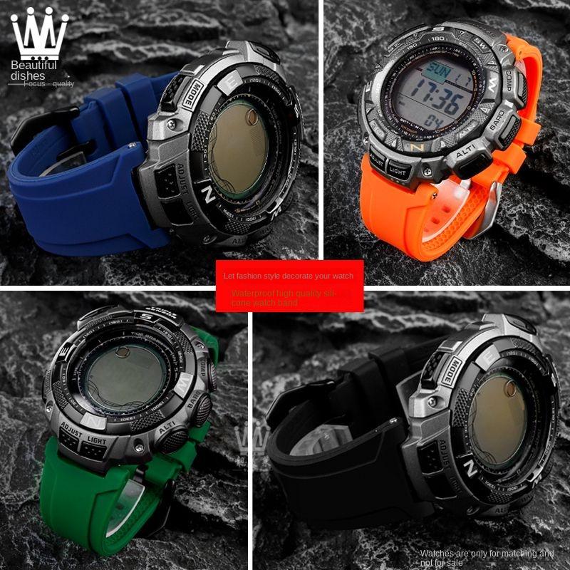 Pro Casio PRG-240 PRG-130Y/T PRW-1500 PRG-130 Pryskyřice Silikon Konkávní Gumový Řemínek na Hodinky s Nářadím Sportovní Řemínek Příslušenství