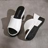 Foreign Trade Large-size Wedge Heel Fish Mouth Sandals 2025 Summer New Thick-soled Heightened One-word Beach Women's Shoes
