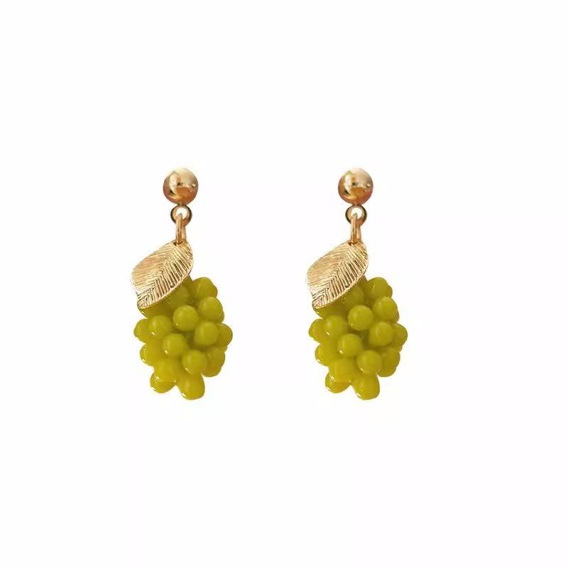 New Korea Style Cute Green Grape Earrings Ear Clips Summer Fahion Fresh Fruit Small Grapes Earrings for Women Jewelry Gift