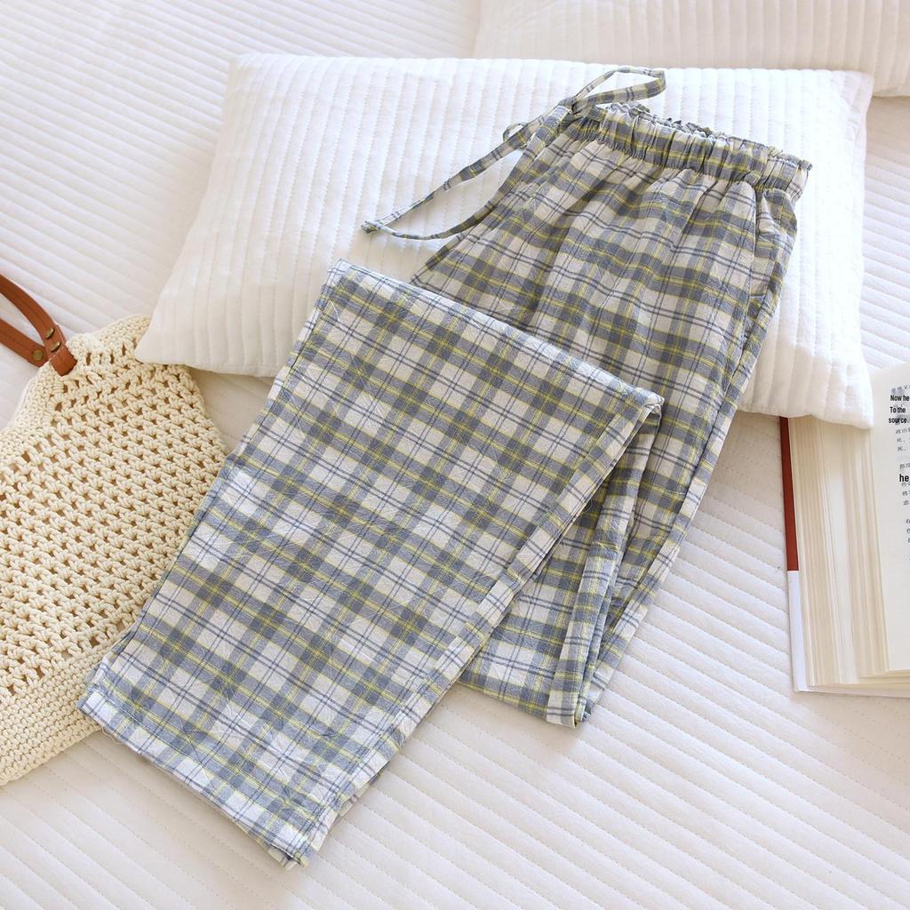 Women's Plaid Cotton Pajama Pants - Summer Thin, Loose Fit, Elastic Waist, Plus Size, Outdoor & Home Wear