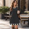 Women's Fashion Vertical Striped Knit Long Sleeve Dress for Casual Everyday Wear