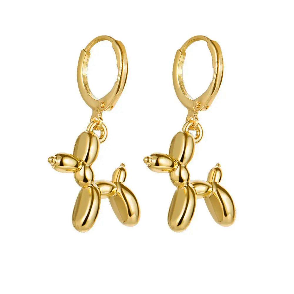 

Popular Balloon Dog Pendant Dangle Earrings For Women Metal Style Cute Canimal Hoop Earring Fashion Jewelry Wedding Party Gifts