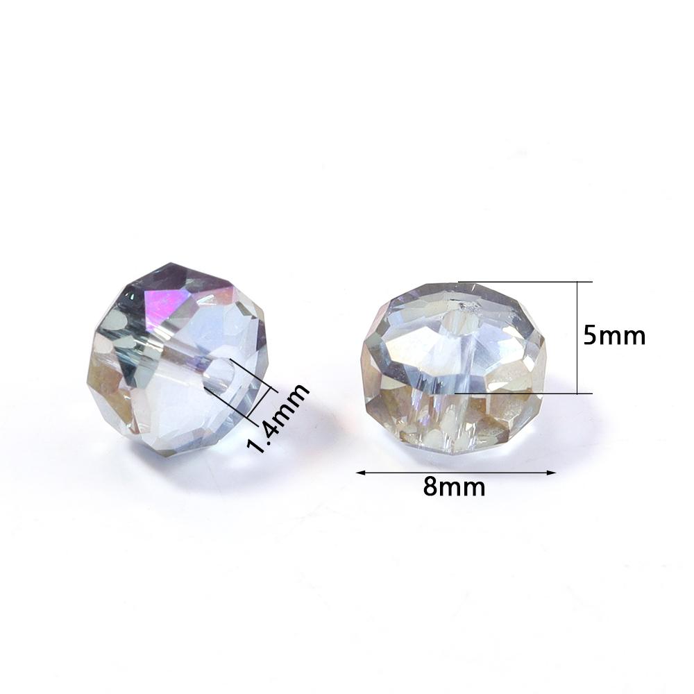 1 Strand 5x8mm Electroplated Glass Beads Transparent Colorful Wheel Shaped Loose Spaced Beads For DIY Bracelet Necklace Supplies