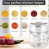 Electric Mini Food Chopper 100/250ml Rechargeable Small Food Processor for Garlic Onion Herb Veggie Ginger Fruit Puree Blender