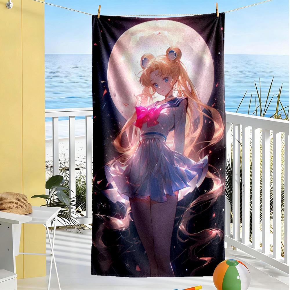 Sailor Moon Circle soft beach towel Durable Picnic mat, yoga & fitness, camping blanket Bath Accessory Wedding Party Gift
