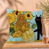 Funny Art Matisse Monet Black Cat Van Gogh Sunflowers Cushion Cover Decorative Pillow Sofa Home Decor Case Pillow Cases