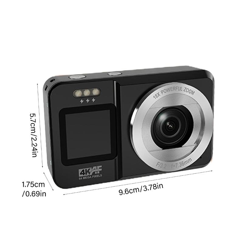 4K UHD 64MP Digital Camera Double Screen 18X Zooms Portable Camera for Students Travel Vloggings