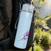 1PC Purple Lavender Branch Print 750ml Color Plastic Sports Water Bottle Leakproof Flip Straw Lid Suitable for Sports Office Home Use